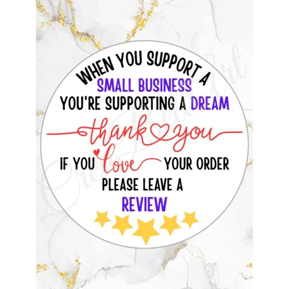 60 Personalized Review Thank You Stickers 2 inch Glossy